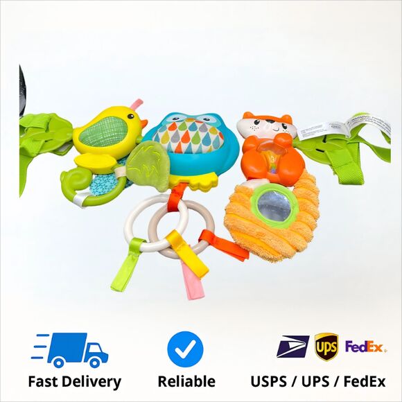 Infantino Musical Travel Bar Activity Toy Chick Owl Fox Mlirror Rattle - Picture 1 of 6